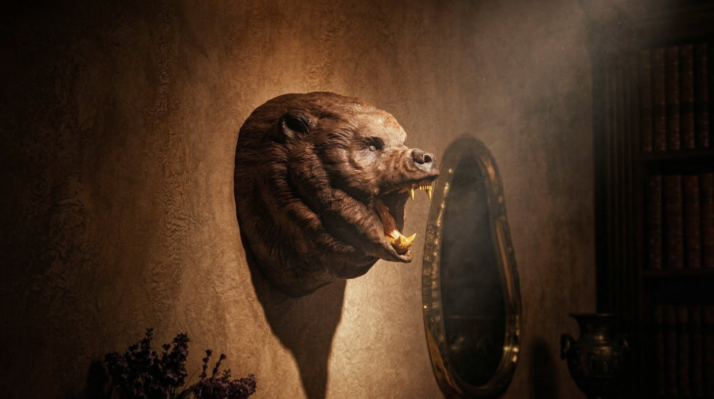 Hand-Carved Roaring Bear Head Gizz