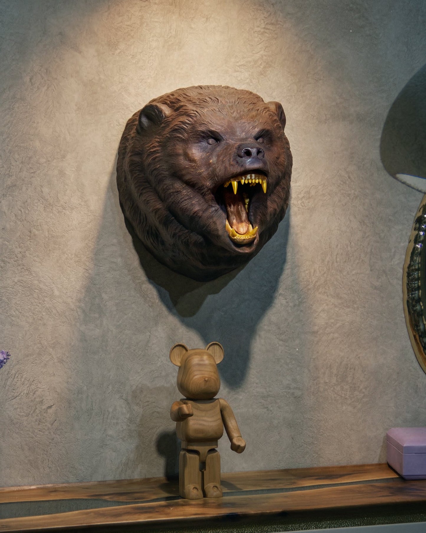 Hand-Carved Roaring Bear Head Gizz