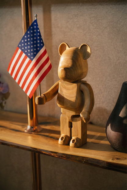 Handcrafted Wooden Executive Bear Sculpture for Indoor and Outdoor
