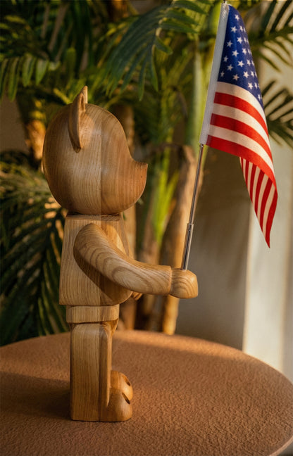 Handcrafted Wooden Executive Bear Sculpture for Indoor and Outdoor