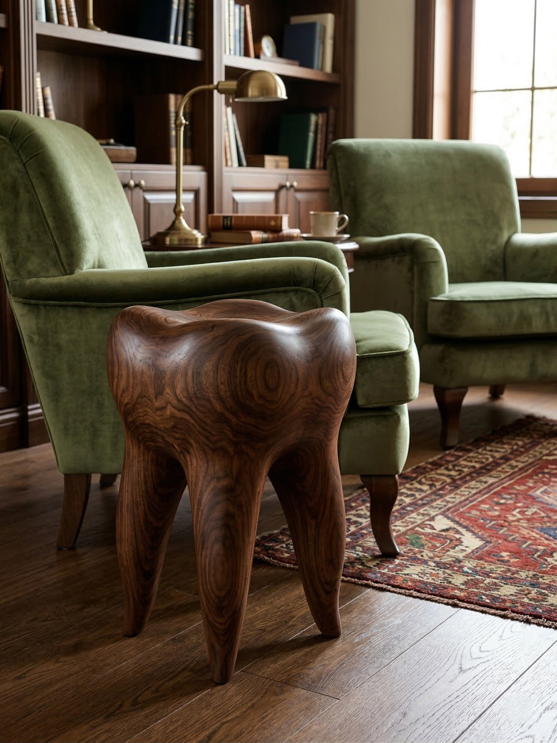 Walnut Tooth Sculptural Stool & End Table Gizz