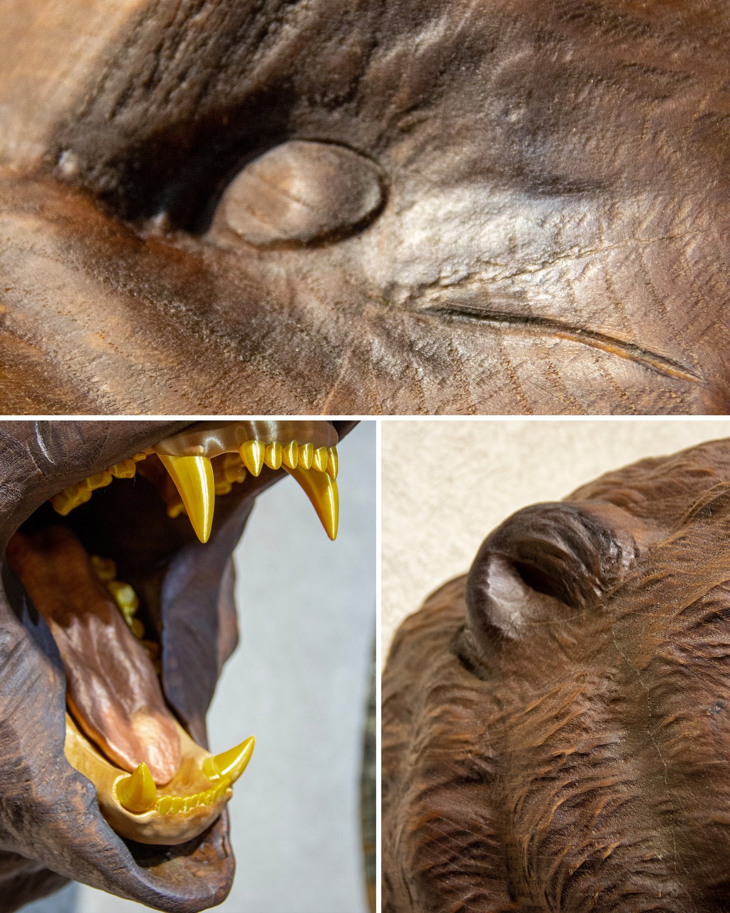 Hand-Carved Roaring Bear Head Gizz