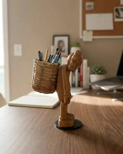 8" Handcrafted Pen Holder Figure - Modern Art Desk Organizer Gizz