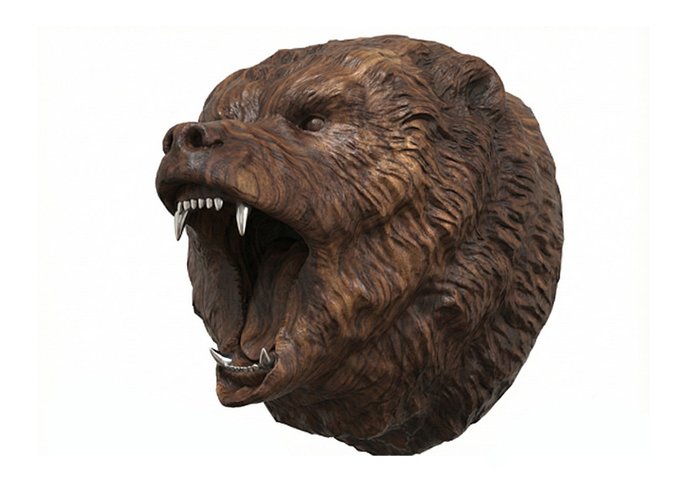 Hand-Carved Roaring Bear Head Gizz