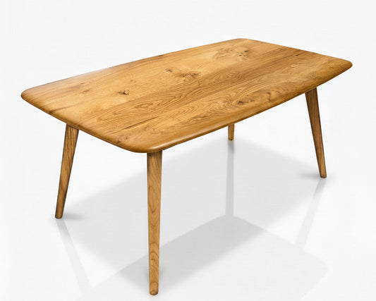 Wooden table with four legs on a white background
