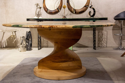 Mapa Burl Round Epoxy Resin Table | Vortex Base Gizz