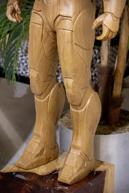 Wooden Armored Hero Statue -71" Tall Gizz