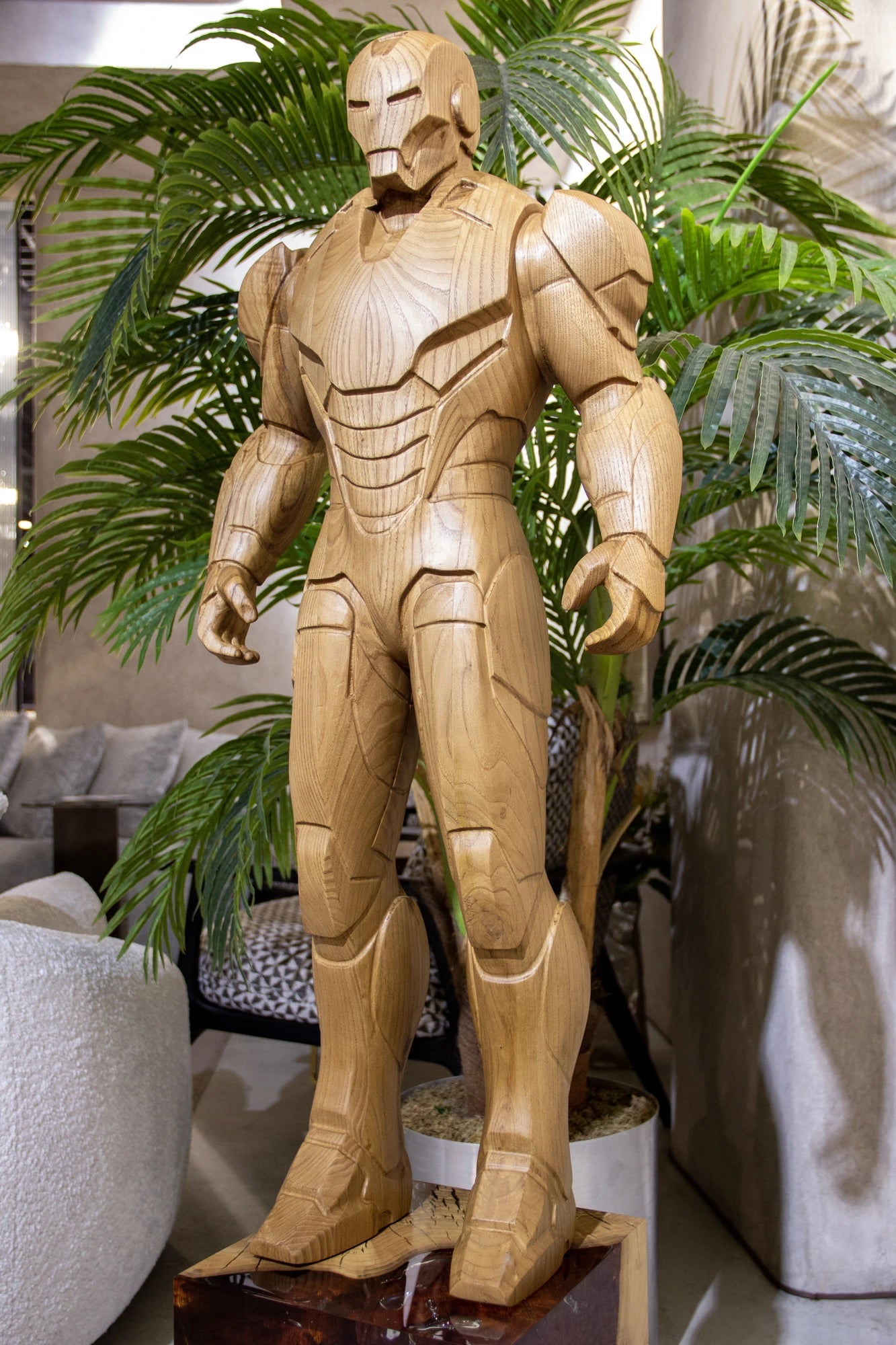 Wooden Armored Hero Statue -71" Tall Gizz