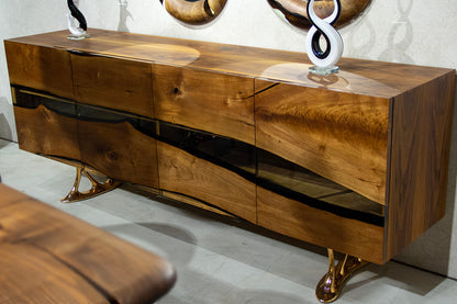 Epoxy & Walnut Credenza 86"long    S- 24 Gizz