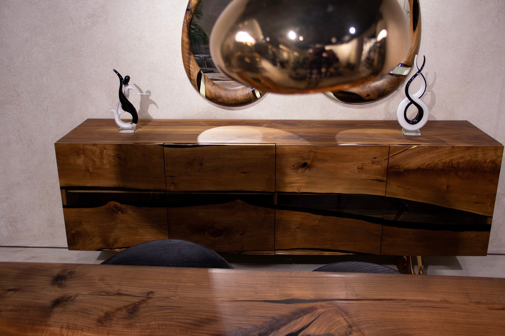 Epoxy & Walnut Credenza 86"long    S- 24 Gizz