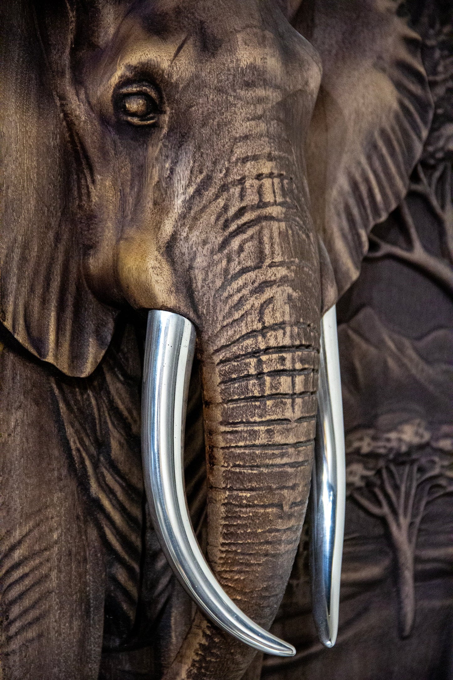 Majestic African Elephant 3D Relief Wood Wall Art Gizz