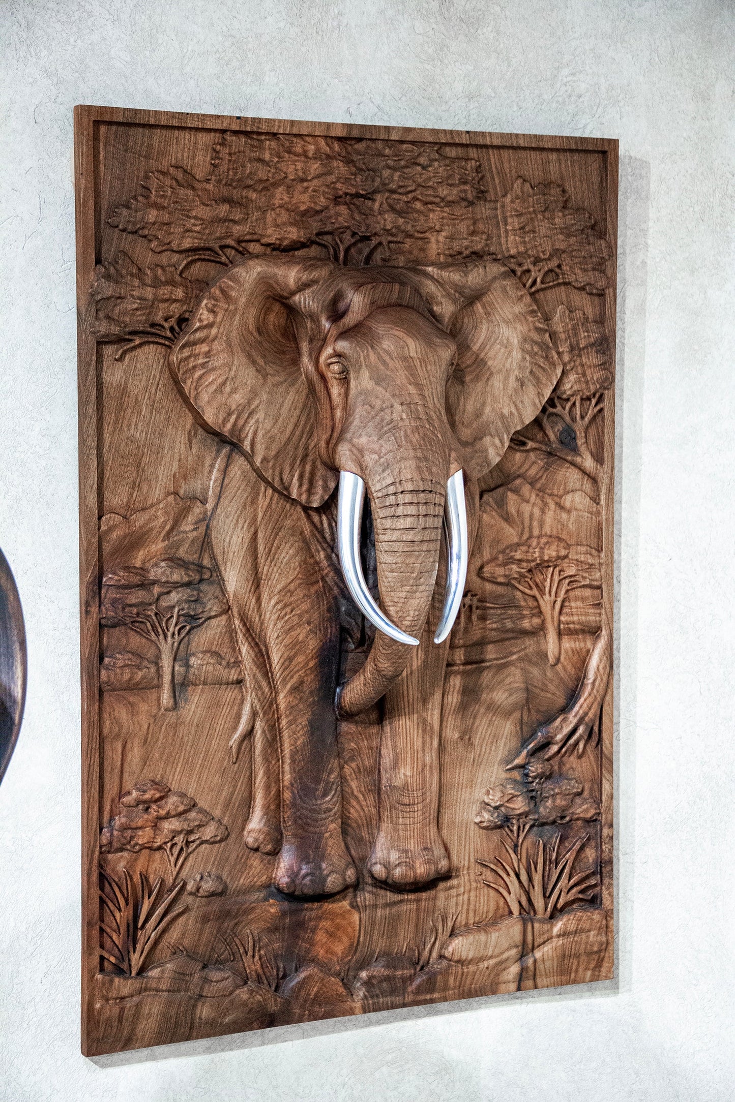 Majestic African Elephant 3D Relief Wood Wall Art Gizz