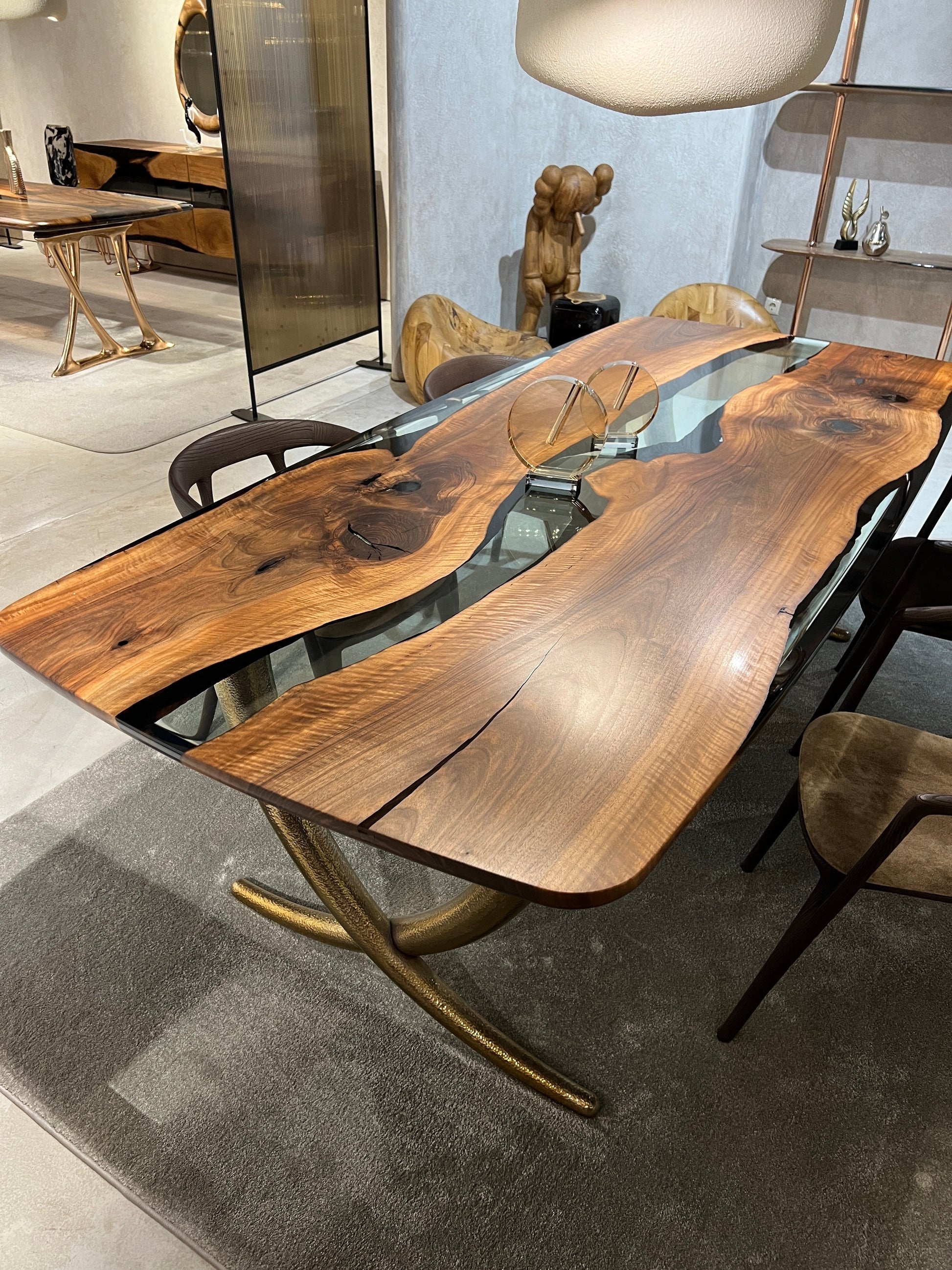 Luxurious Ivory Shaped Legs Epoxy Resin Dining Room Table Gizz