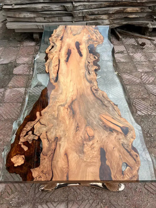 Linden Wood Dining Table rose gold 