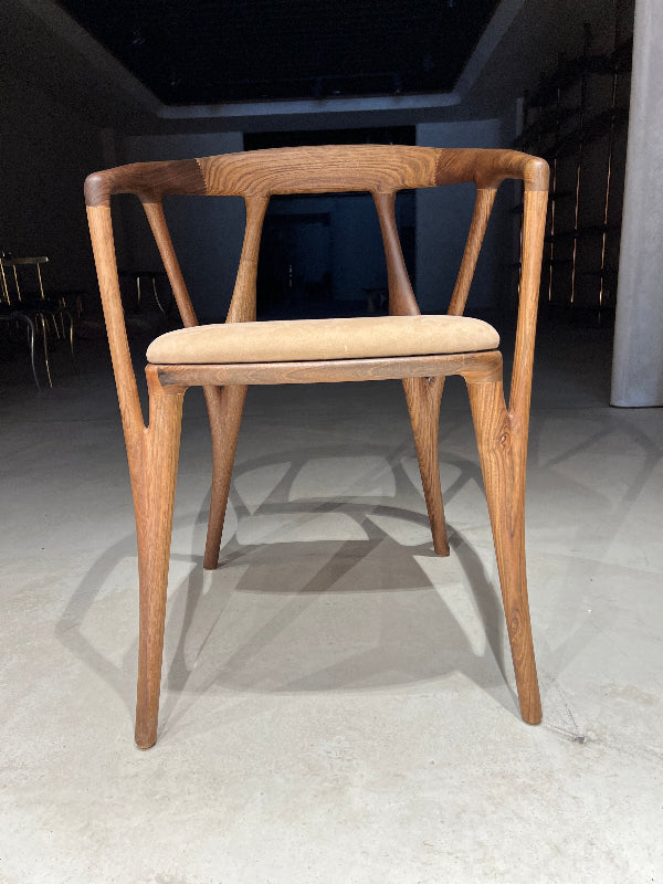 Luxurious solid walnut wood chair
