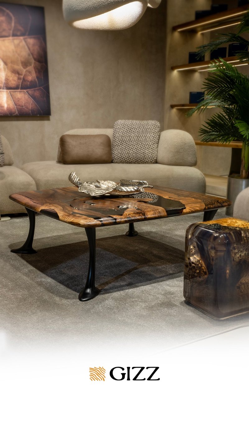 Luxury Smoked Epoxy Resin River Walnut Coffee Table