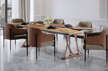 Luxury epoxy resin dining room table made of Solid hard walnut wood