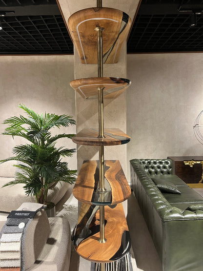 Modern Walnut wood Epoxy Resin Shelves 