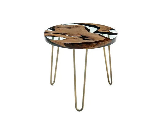 Round Side - End - Accent Table with Straight Edge 