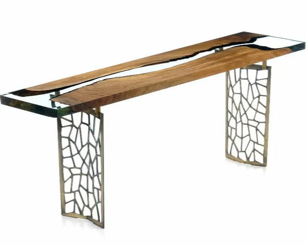 Walnut wood and resin sofa & entry table