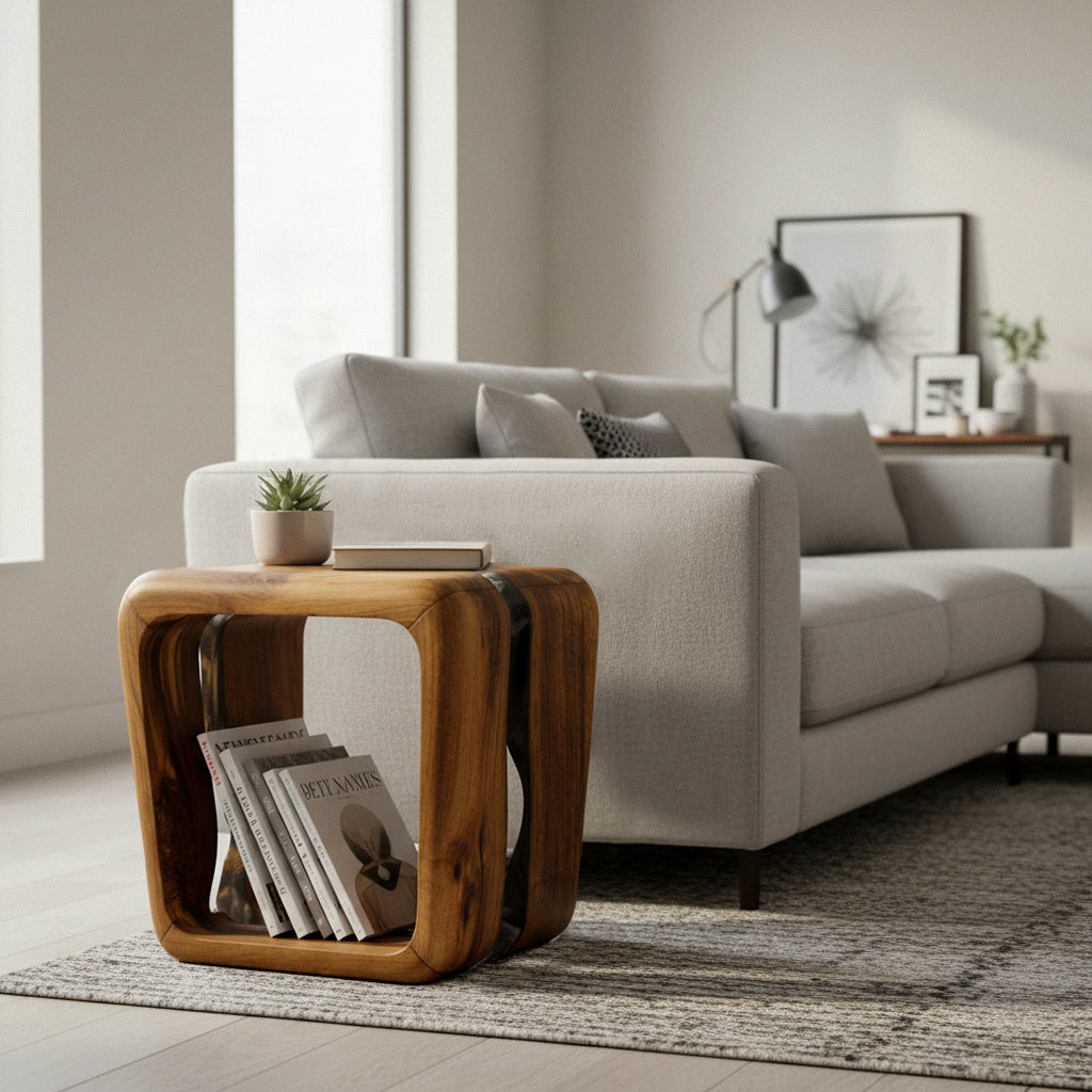 Resin Side Magazine Table Stool - Stylish Modern Wooden Furniture Gizz