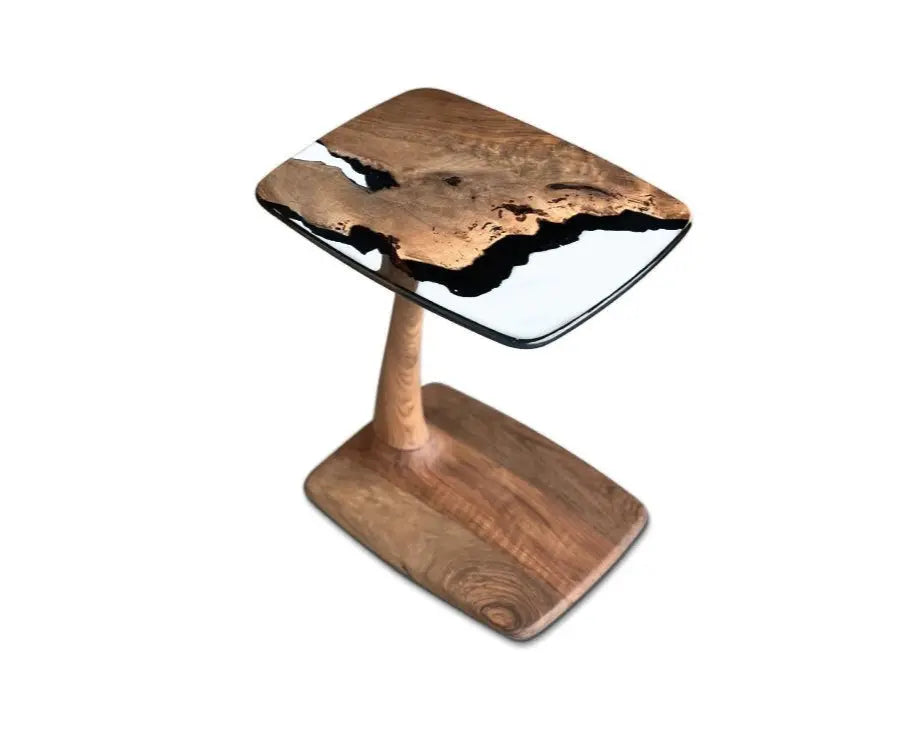 C-Shaped Walnut Epoxy End Table | Modern Resin Side Table | Free ...