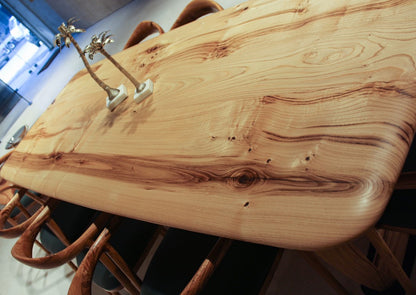 chestnut wood table top from top view