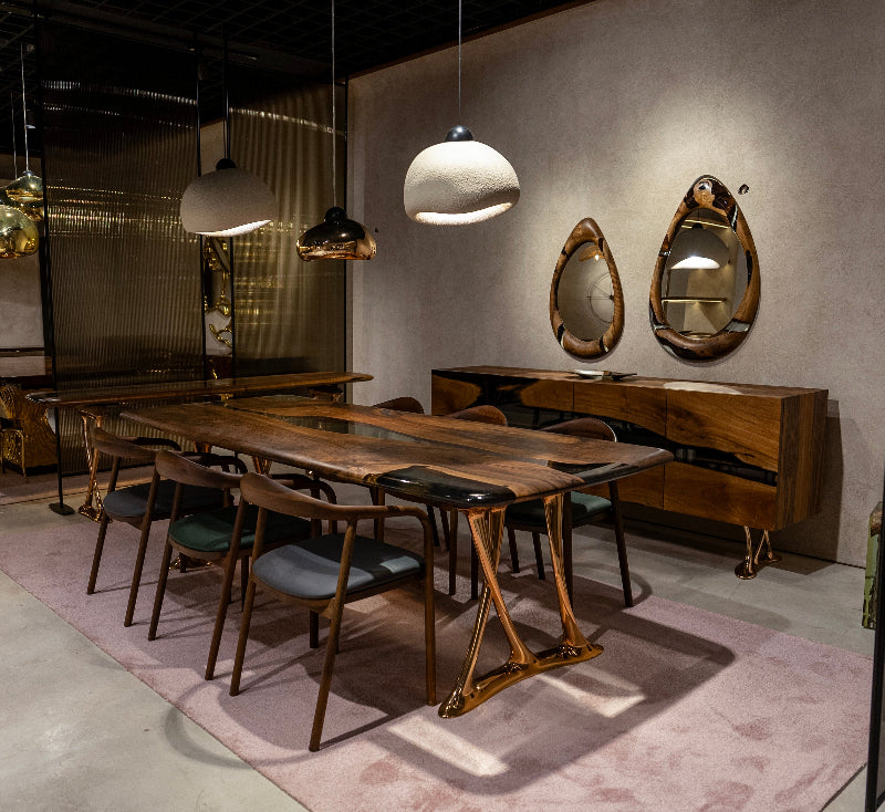 dining table with walnut chairs