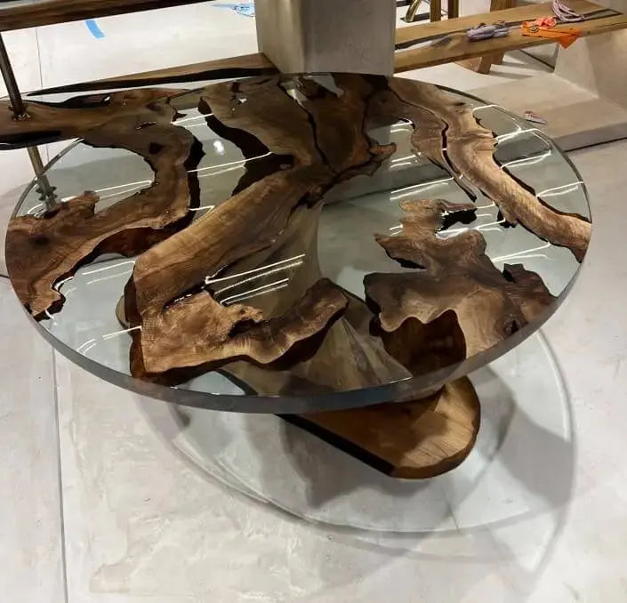 Vortex Round Table Round Epoxy Table with Vortex Base Made of Walnut – Gizz