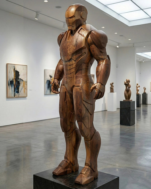 Wooden Ironman Inspired Armored Hero Statue -71" Tall Gizz