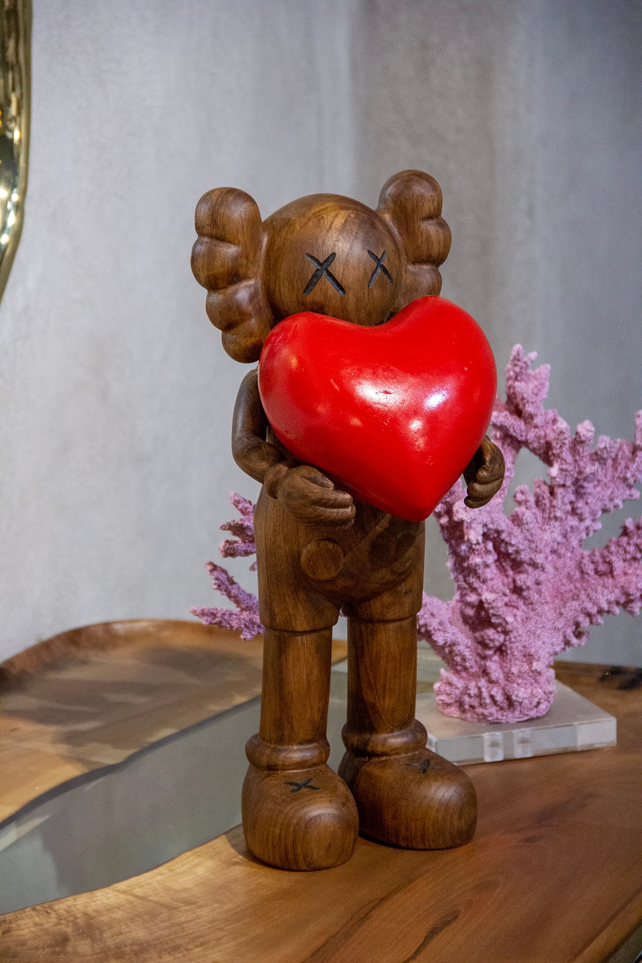 Handcrafted Wooden Art Figure with Heart Gizz