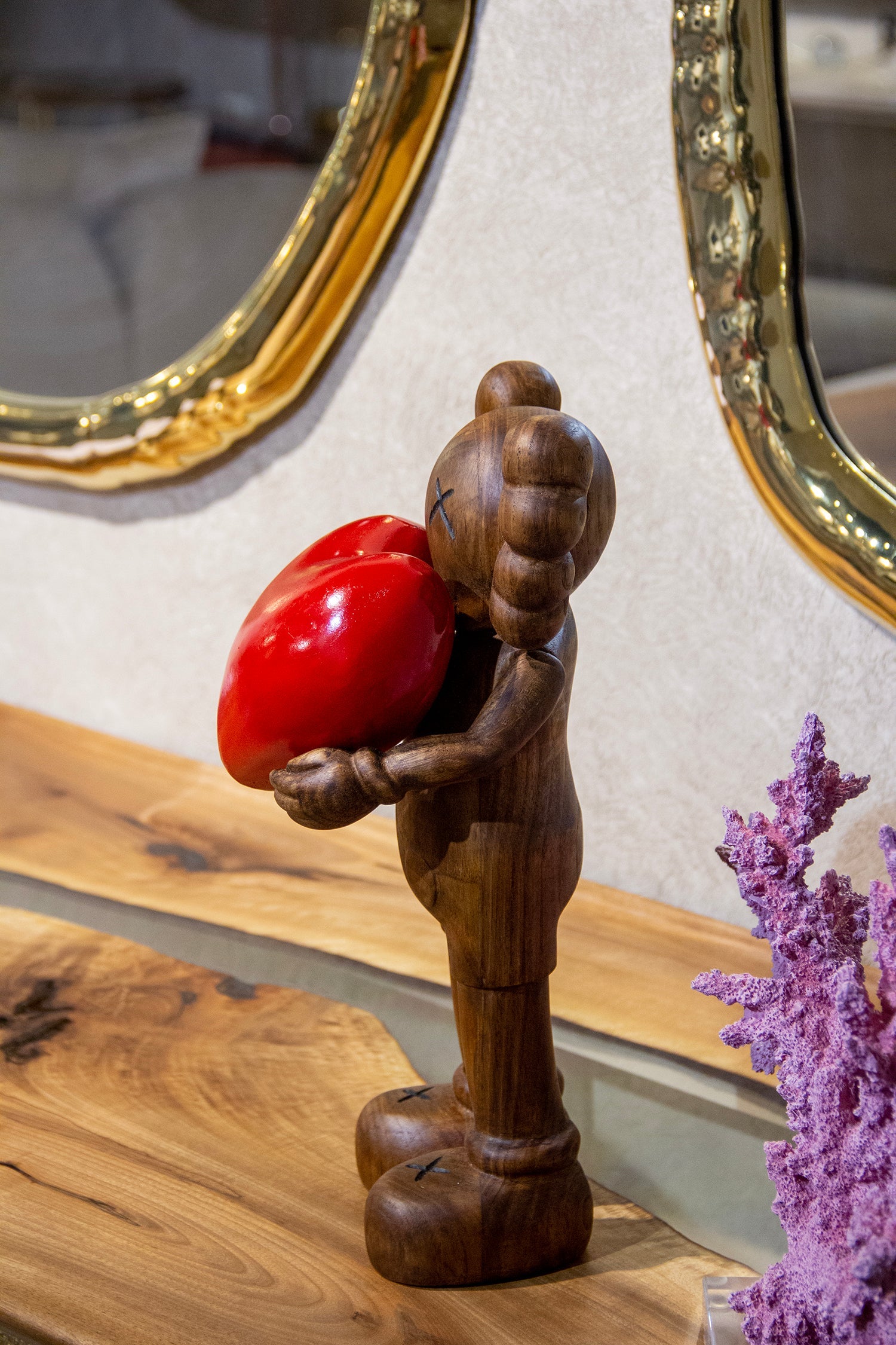 Handcrafted Wooden Art Figure with Heart Gizz