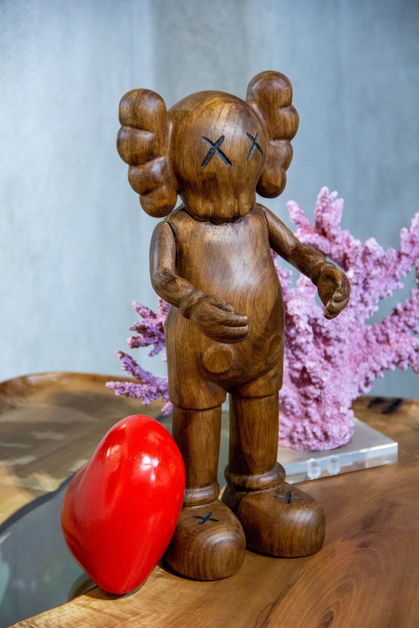 Handcrafted Wooden Art Figure with Heart Gizz