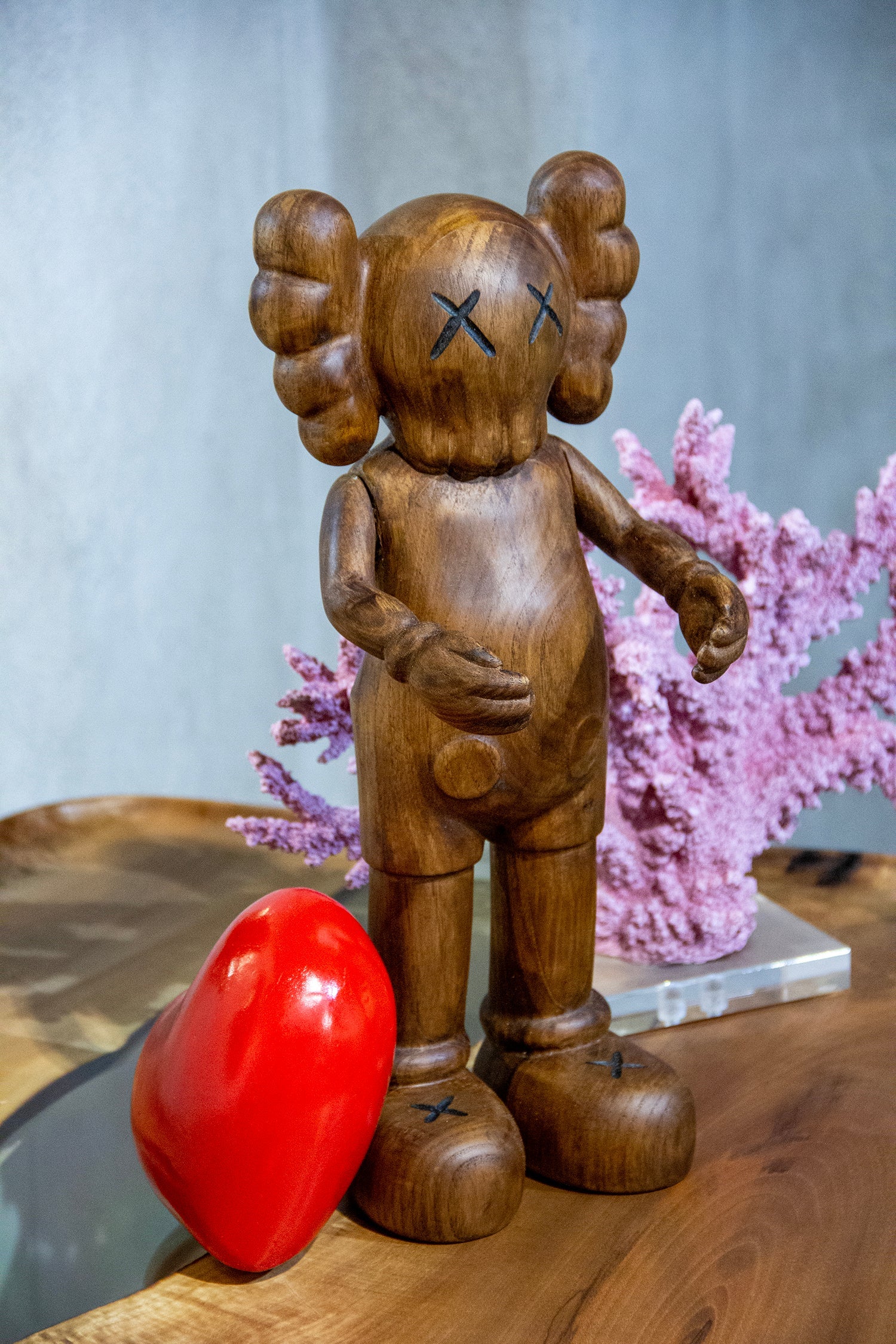 Handcrafted Wooden Art Figure with Heart Gizz