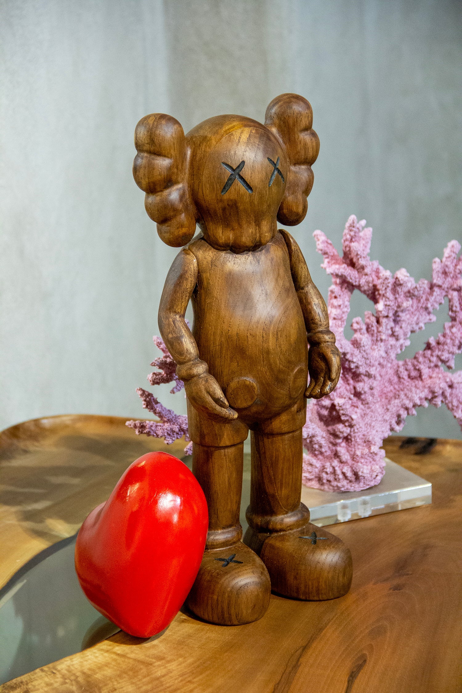 Handcrafted Wooden Art Figure with Heart Gizz