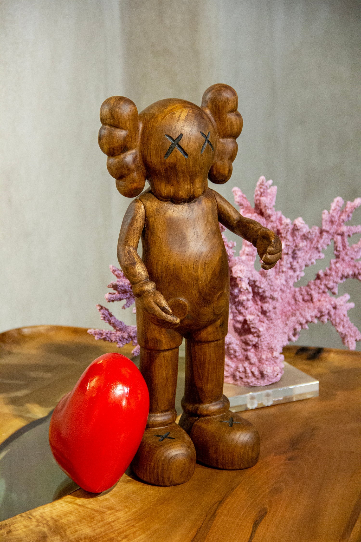 Handcrafted Wooden Art Figure with Heart Gizz