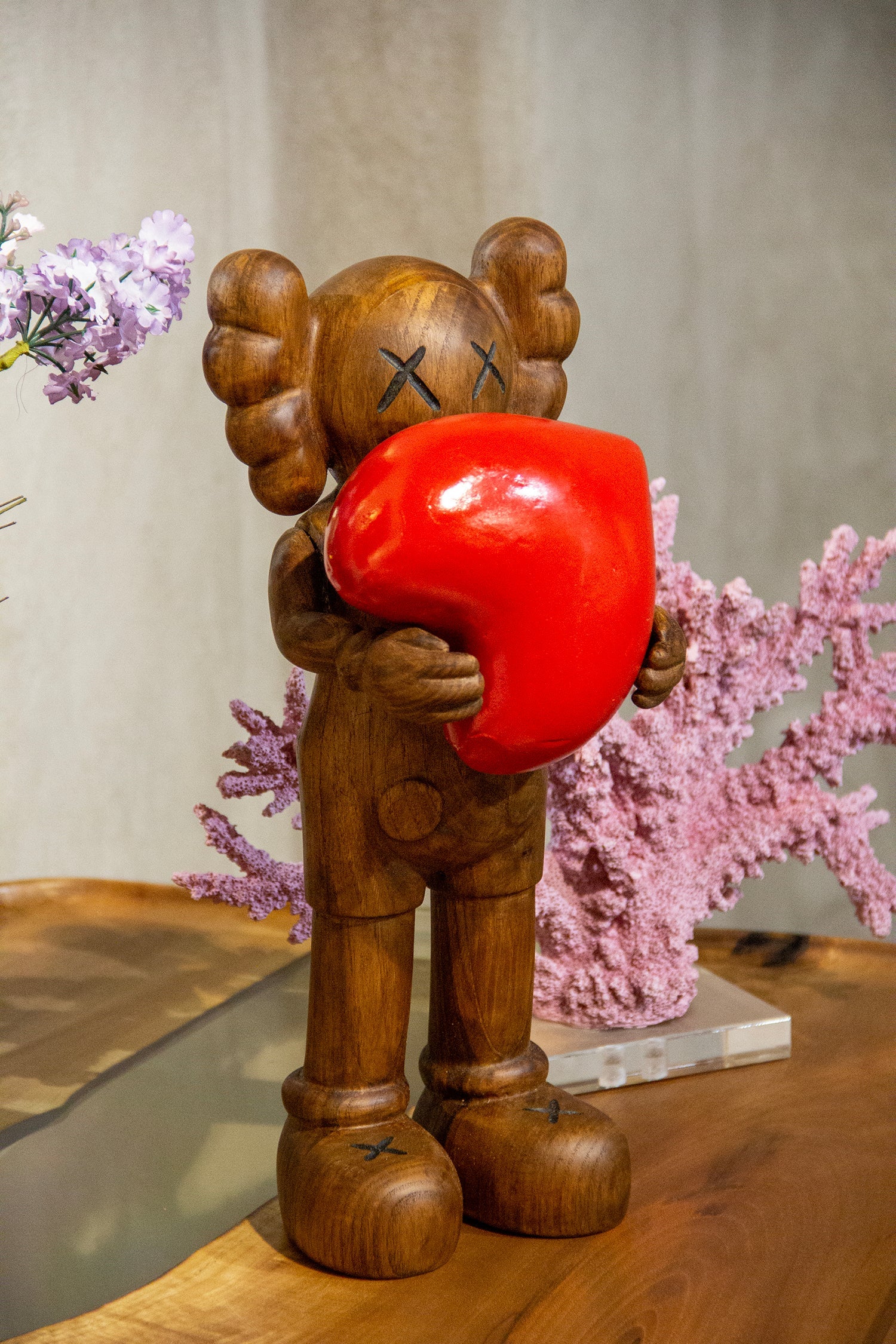 Handcrafted Wooden Art Figure with Heart Gizz