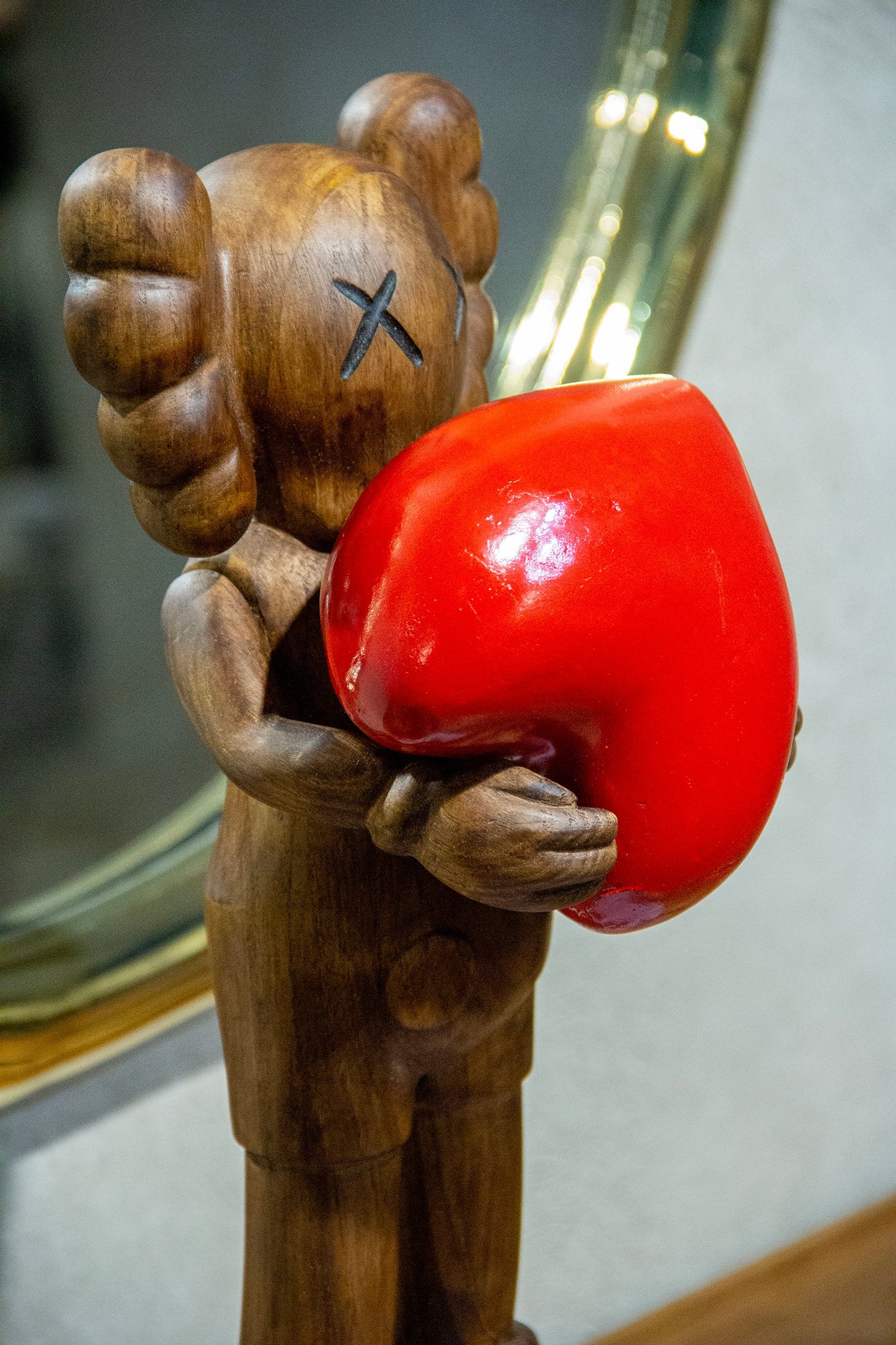 Handcrafted Wooden Art Figure with Heart Gizz