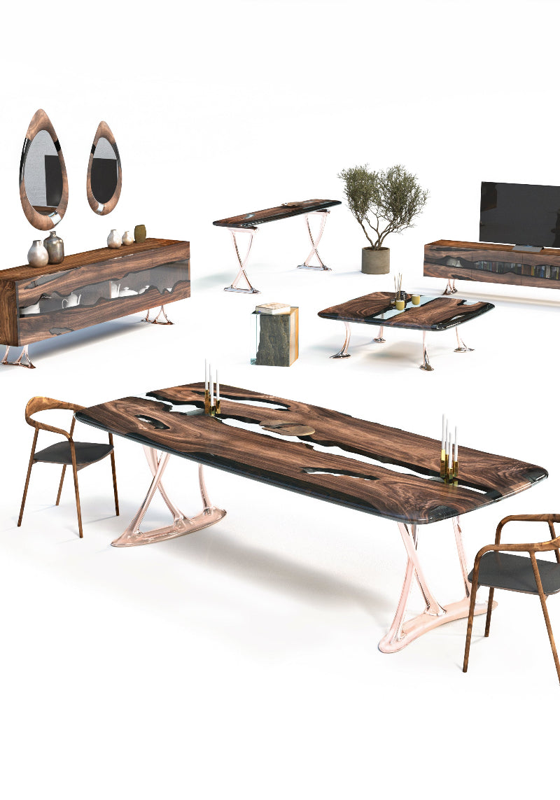 osso resin walnut furniture set