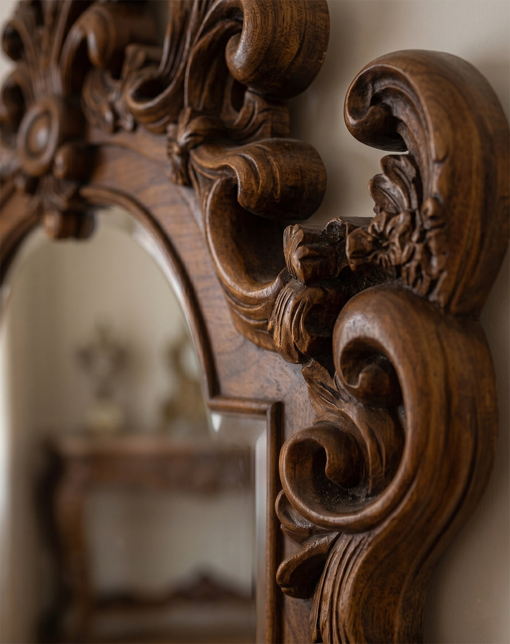 Large Ornate Wooden Wall Mirror – French Baroque Style Vanity Mirror Gizz