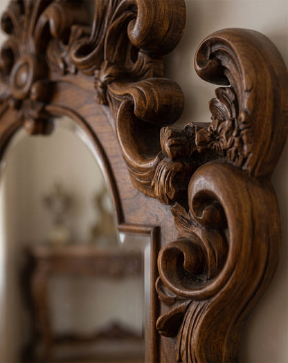 Large Ornate Wooden Wall Mirror – French Baroque Style Vanity Mirror Gizz