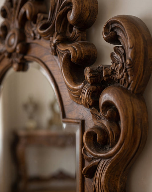 Large Ornate Wooden Wall Mirror – French Baroque Style Vanity Mirror Gizz