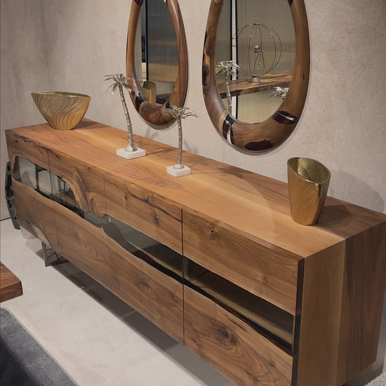 Wood and Resin Dining Room Buffet Table made of walnut