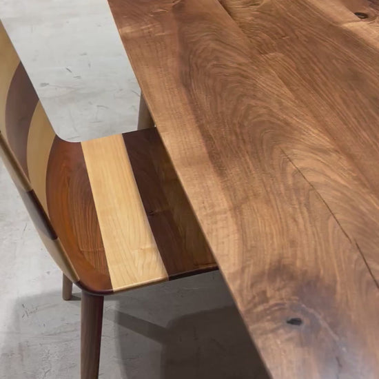 Edge Glued Hardwood Dining Table - Solid Kitchen Table with a wooden chair video