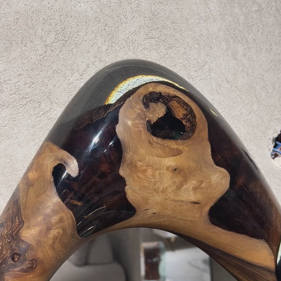 Clear Epoxy-Resin and Walnut Mirrors