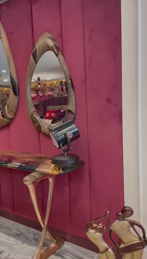 stylish entryway epoxy walnut drop mirrors