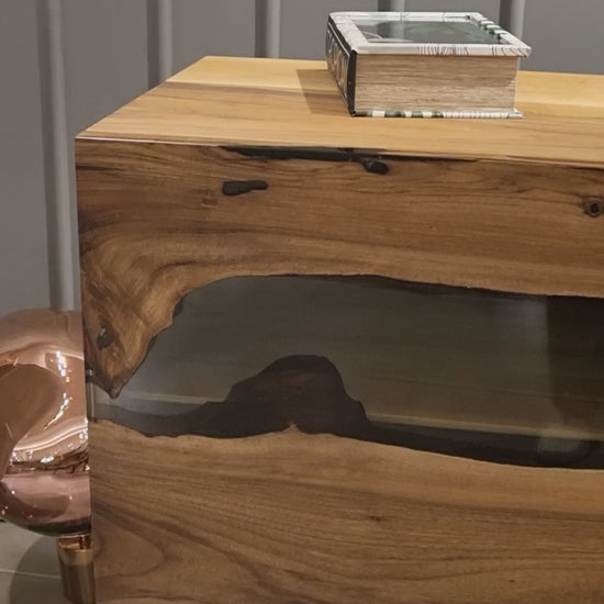 epoxy walnut drop mirrors
