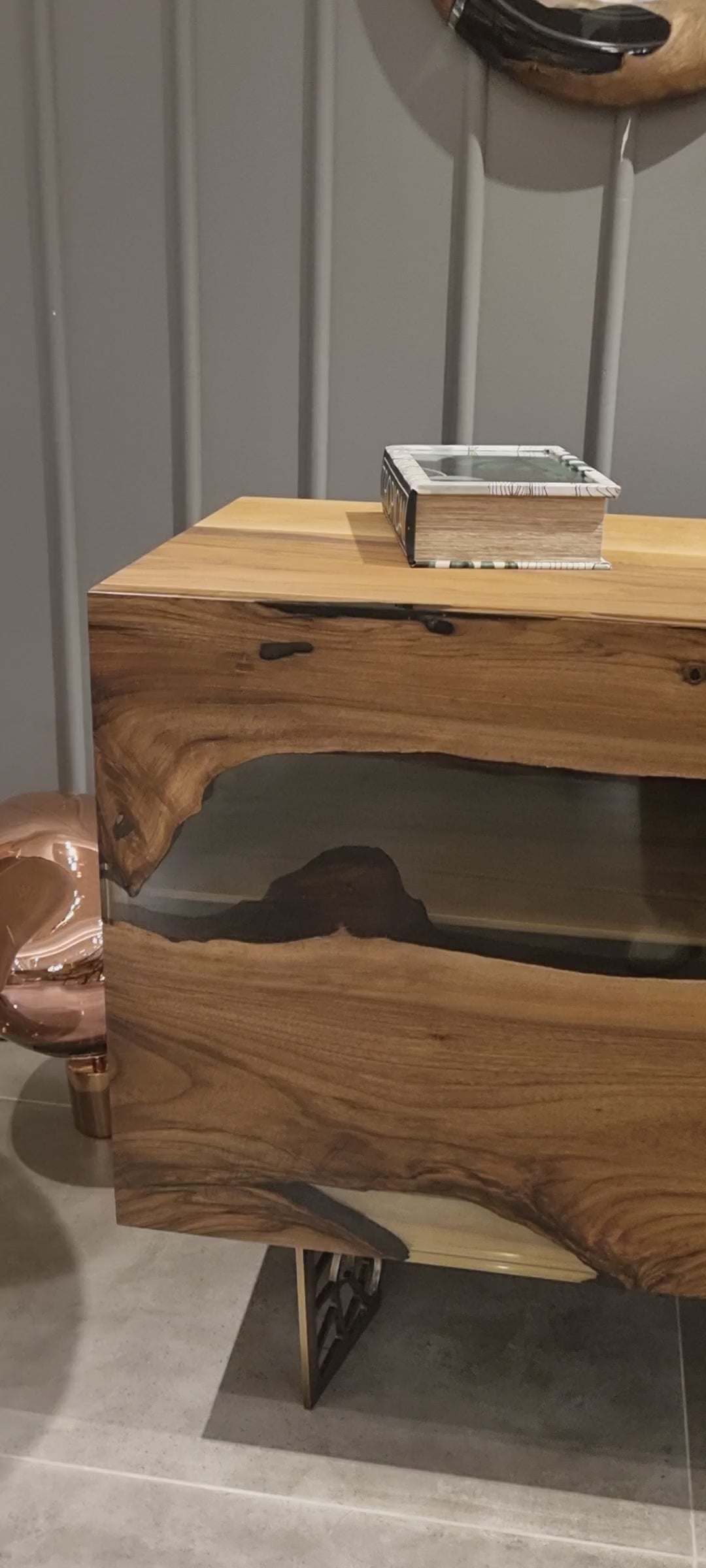 epoxy walnut drop mirrors