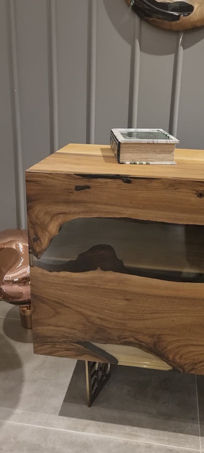 epoxy walnut drop mirrors