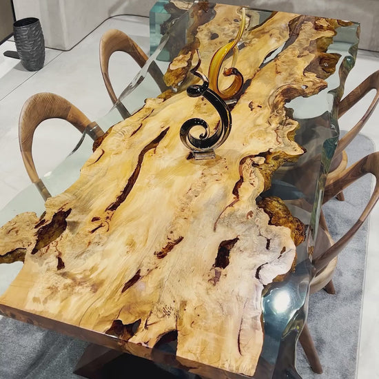 yellow lindenwood natural resin side dining table